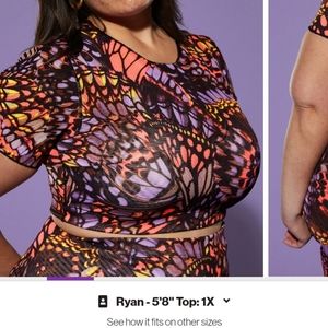 Yitty Mesh Me Neon Pink Butterfly Cropped Top Plus Size 1x